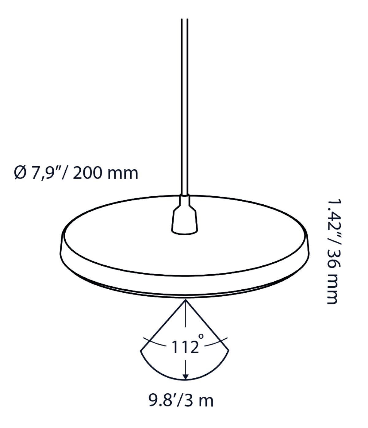 DISC PENDANT 100-230V BLACK